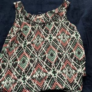 Pink, green, and black patterned tank top